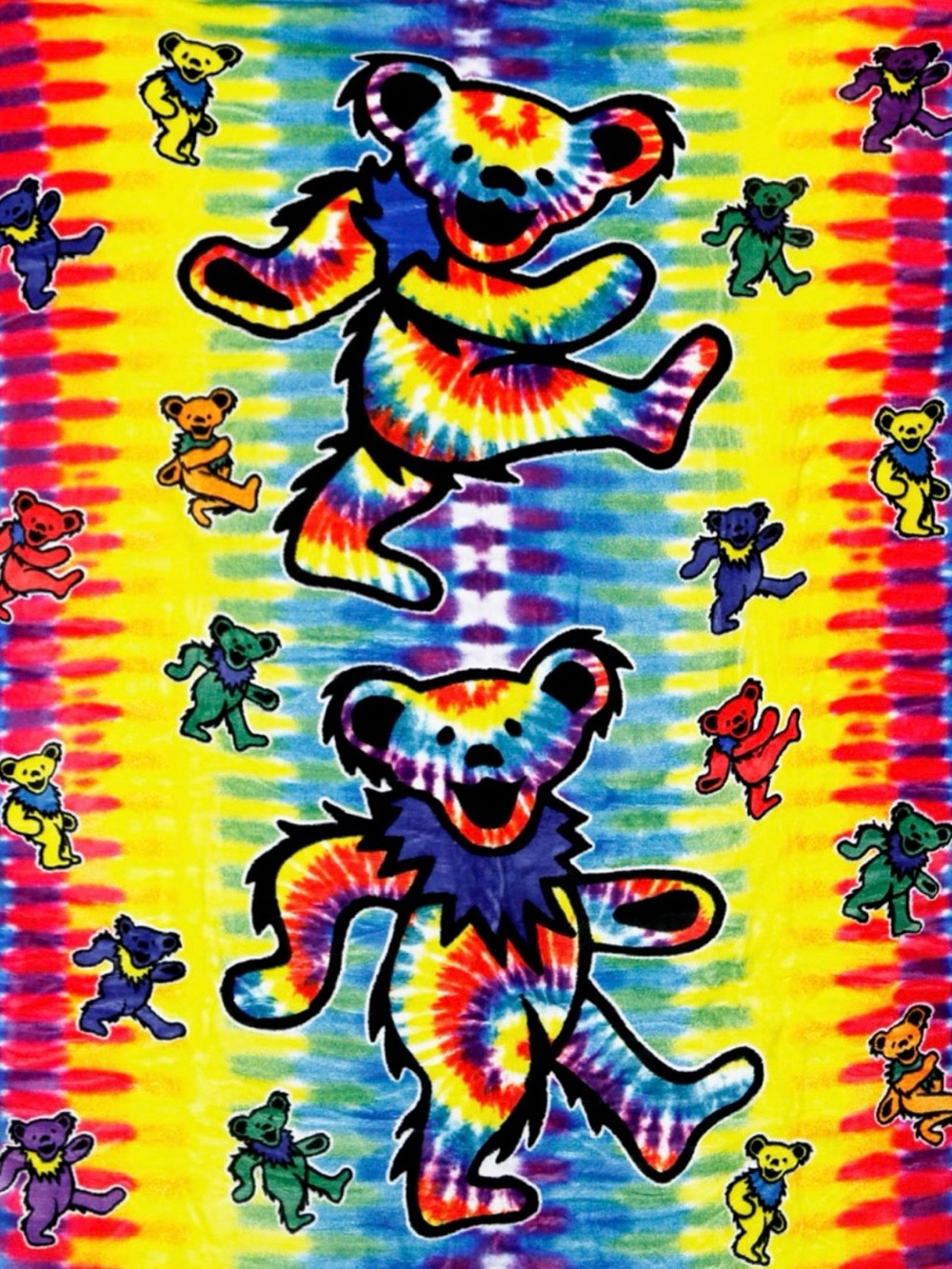 Grateful Dead Dancing Bears Tie Dye Throw Blanket 50x60 Earth Ragz